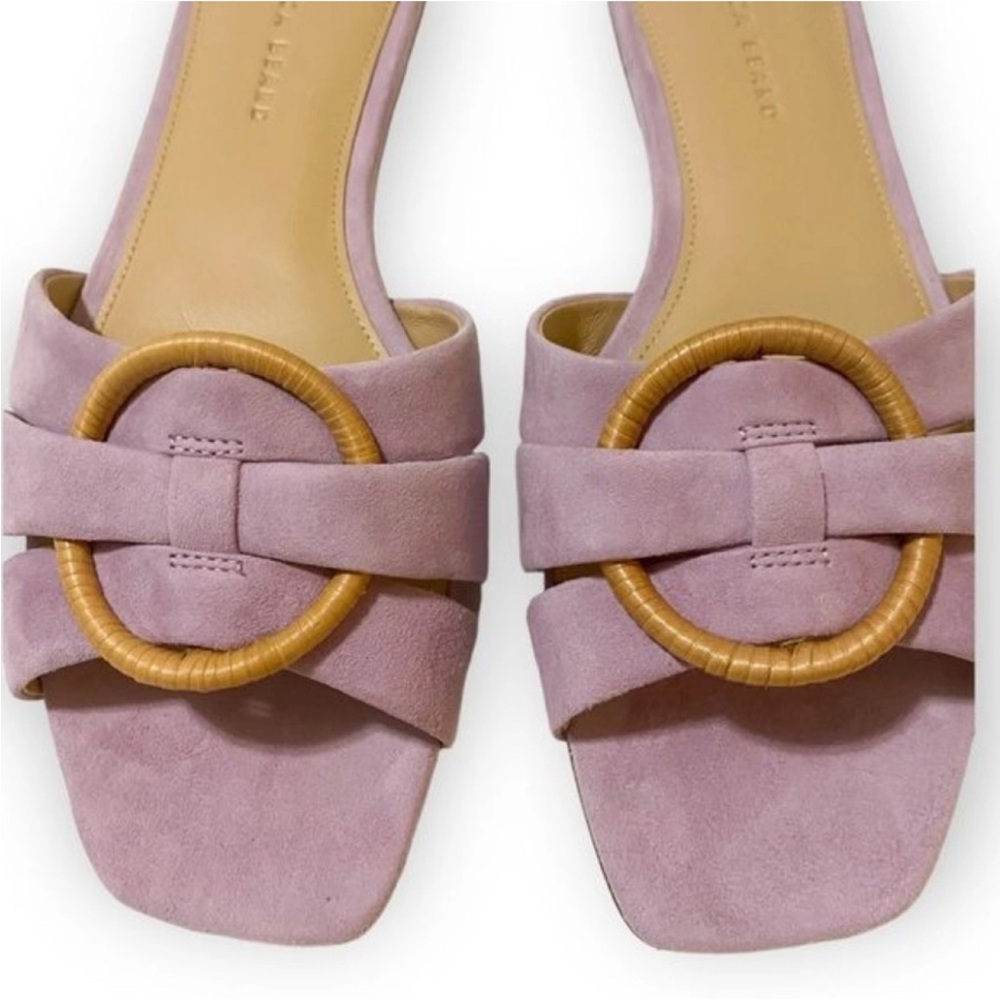Veronica Beard Madeira Suede Mauve /Pale Purple & Rafia Slip On Sandals 10 M - Picture 6 of 8